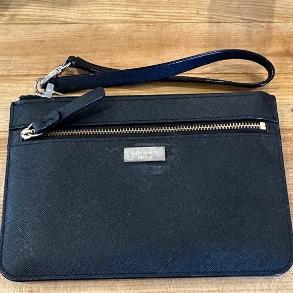 Kate Spade Black Leather Wristlet Clutch - Picture 1 of 5